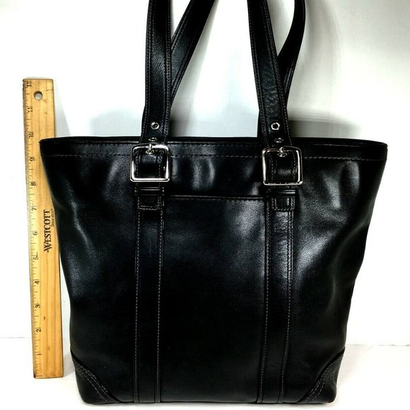 Coach F10194 Hampton Vintage Black Smooth Leather Tote Shoulder Bag - Picture 6 of 12